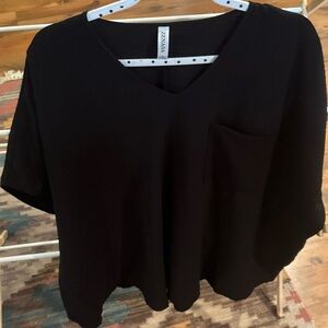 Zenana Outfitters Black V-Neck Blouse